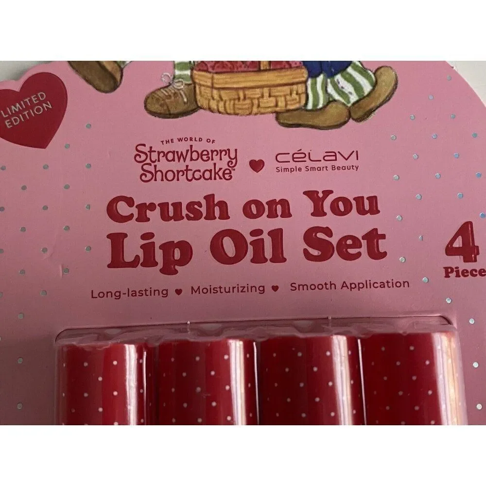 4 Pk Celavi Strawberry Shortcake Scented Tinted Lip Oils Crush On You Valentines